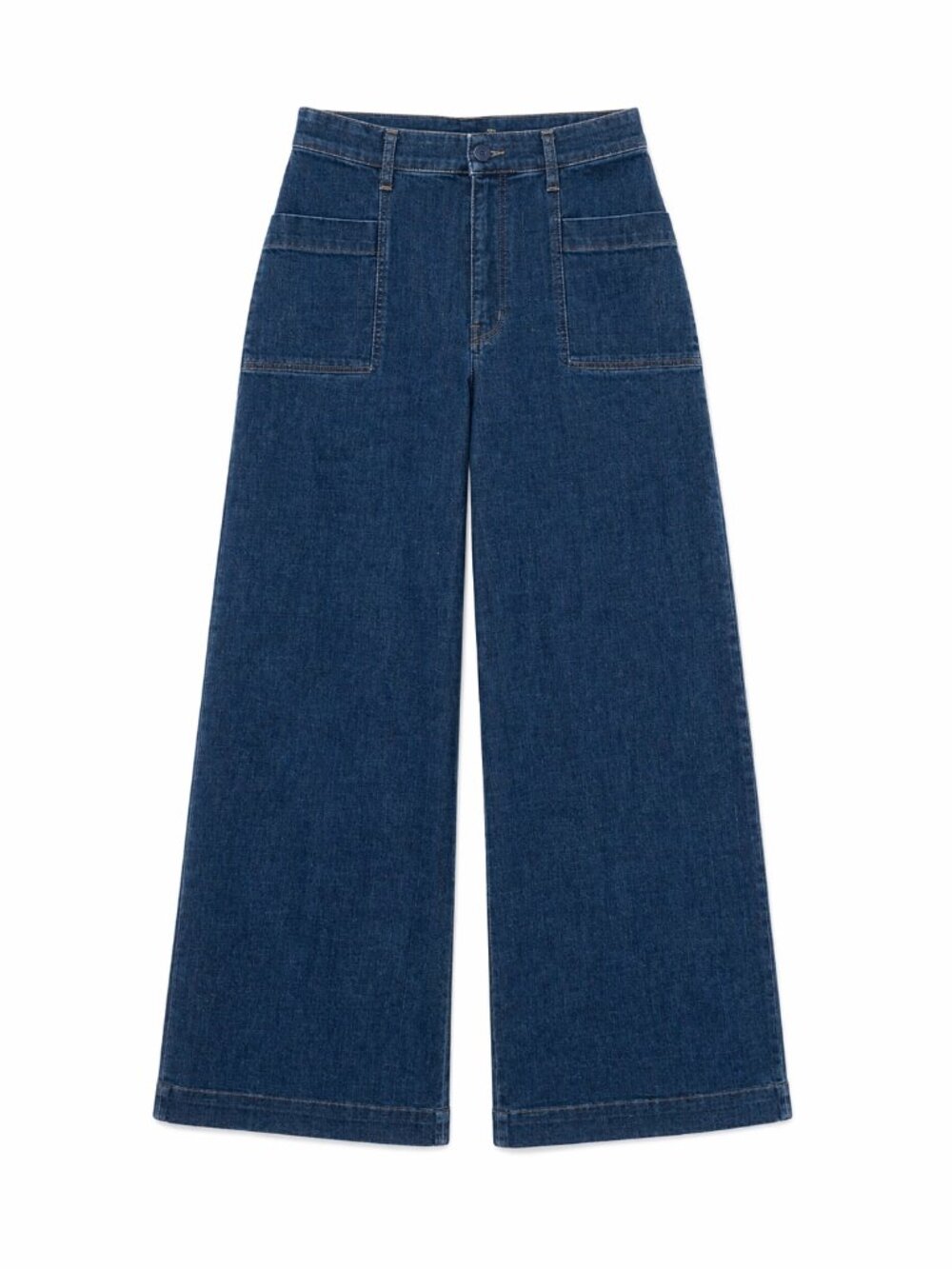 Evereve Reworked Patch Pocket Wide Leg Jeans | High Rise | Dark Wash | Size 27
